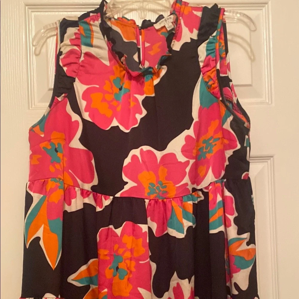 Umgee Vibrant Floral Maxi Dress - Black and Pink - Picture 4 of 5